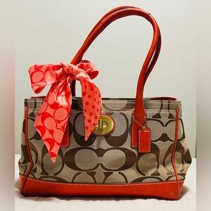 Coach Signature Hampton Madeline with Scarf Satchel bag purse monogram.